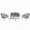Salotto Hampton 2 Posti Alluminio Grigio con Cuscini