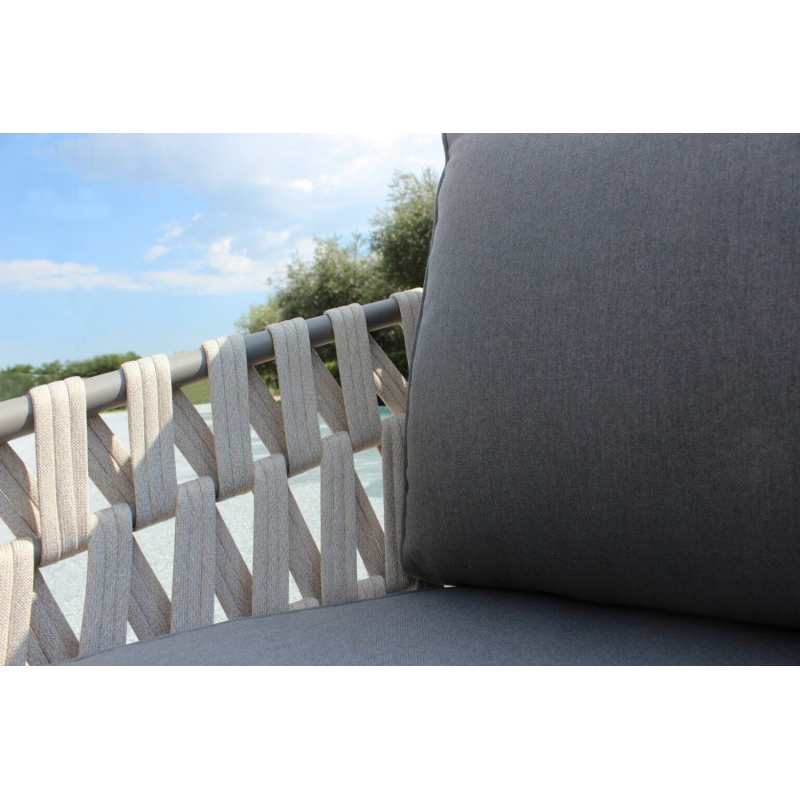 Salotto Hampton 2 Posti Alluminio Grigio con Cuscini