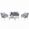 Salotto Hampton 2 Posti Alluminio Grigio con Cuscini