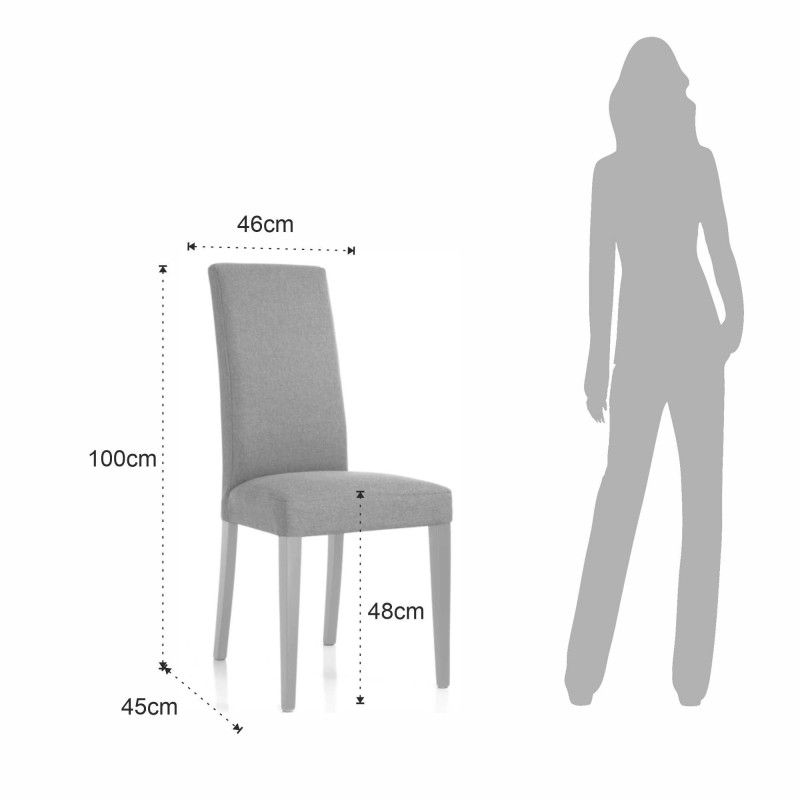 Sedia Lella Tessuto Grigio L74 P46 H103 Cm