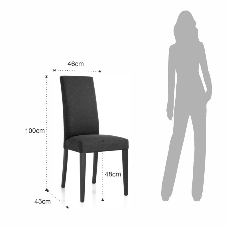 Sedia Lella Tessuto Antracite L74 P46 H103 Cm