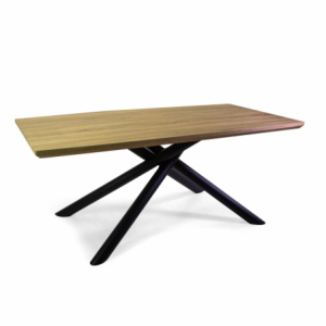 Zoom Tavolo metallo Canberra nero con top legno naturale cm 180x90h75