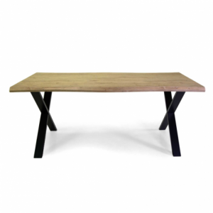 Zoom Tavolo metallo Canberra nero con top legno naturale cm 180x90h75