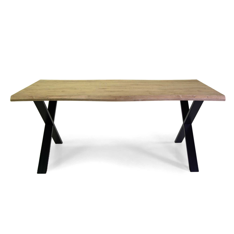 Tavolo metallo Canberra con top legno nero cm 180x90h75