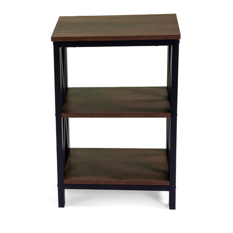 Mobiletto scaffale Mudra 2 piani legno noce e nero smontato cm40x30h60