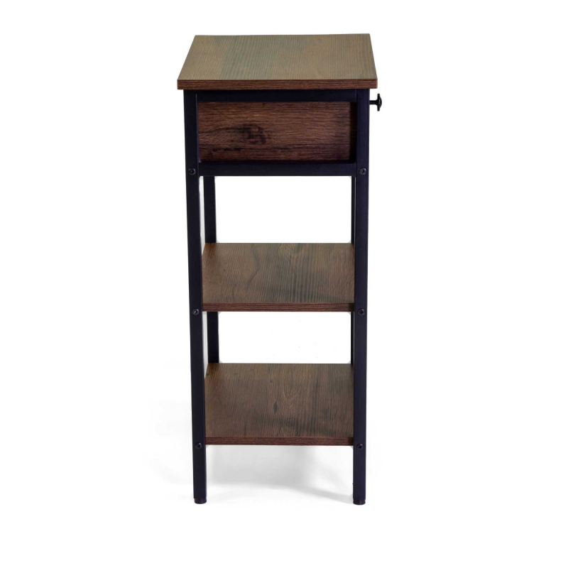 Mobiletto Mudra 1 cassetto + 2 piani legno noce e nero smontato cm 40x30h70
