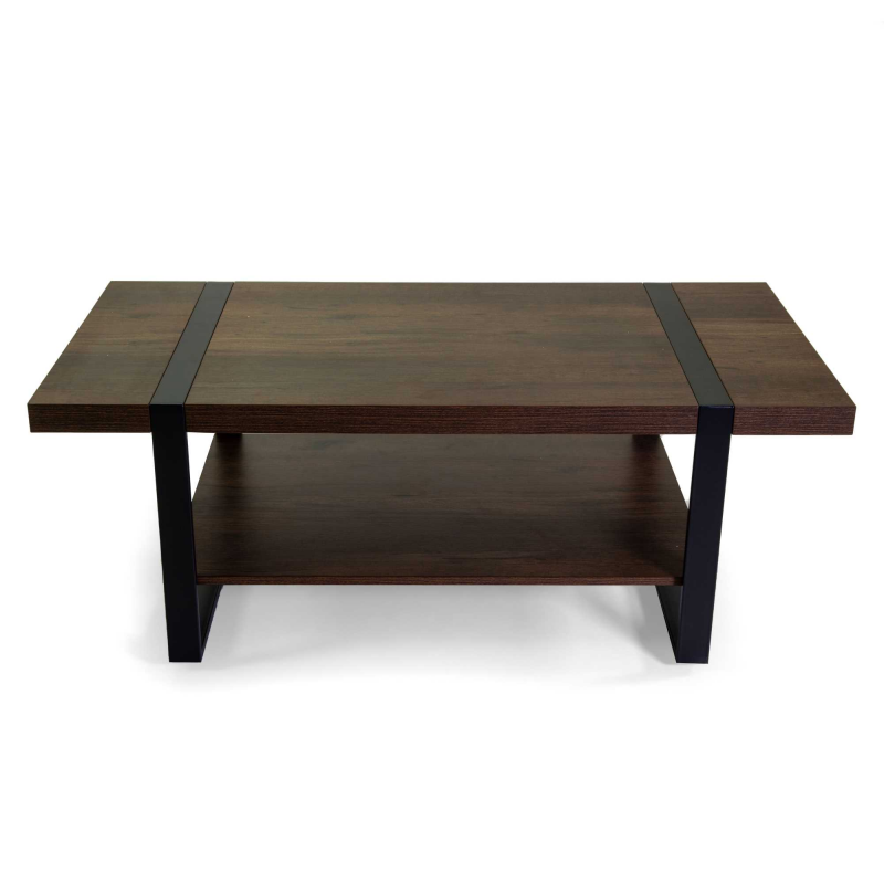 Tavolino Mudra legno noce e nero smontato cm 120x60h45