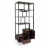 Scaffale Mudra 7piani + 1cassetto + 2ante legno noce e nero smontato cm 80x40h175