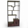 Scaffale Mudra 7piani + 1cassetto + 2ante legno noce e nero smontato cm 80x40h175