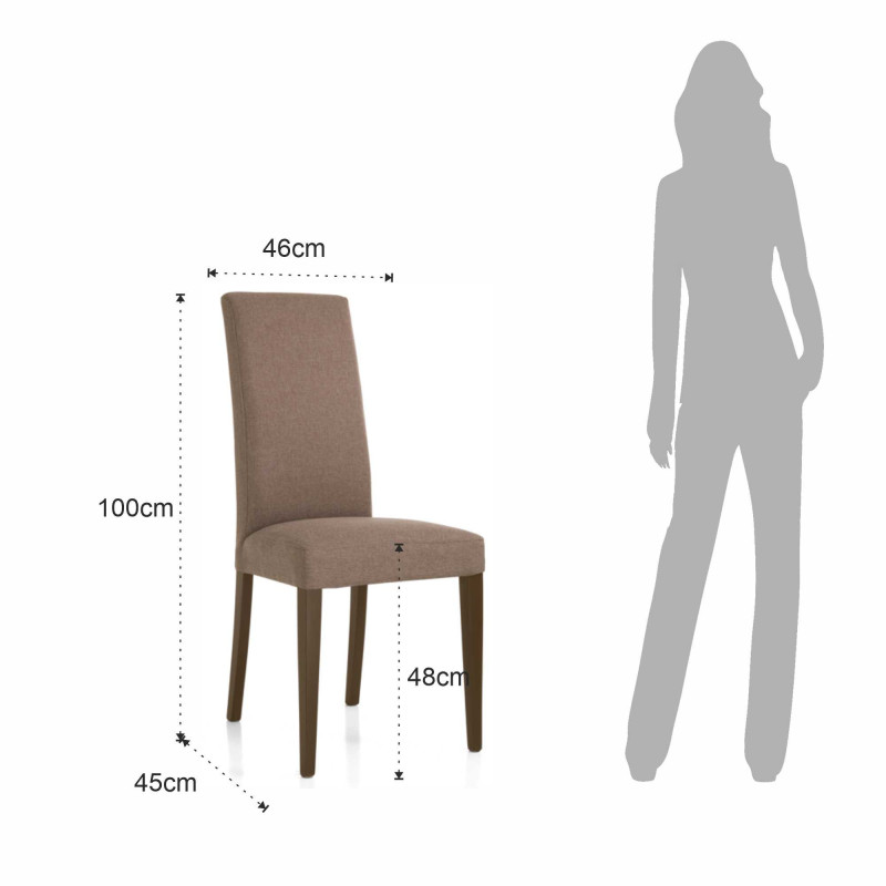 Sedia Lella Tessuto Caffelatte L74 P46 H103 Cm