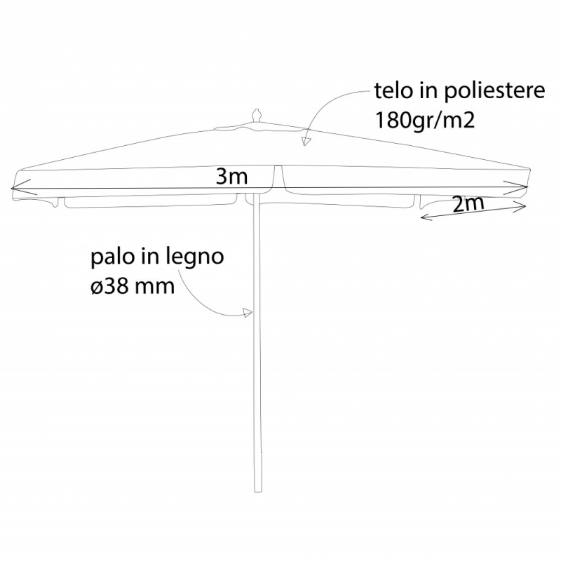 Ombrellone Fantasy 2x3 palo centrale rettangolare giardino