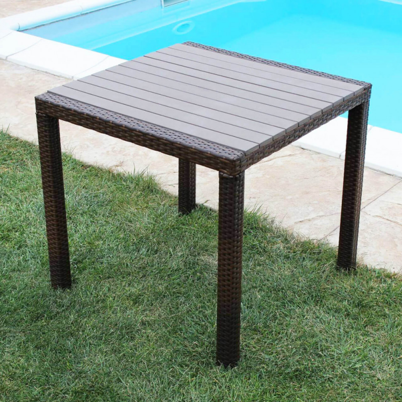 Tavolo Minorca 80x80 in Polietilene Bianco per Giardino