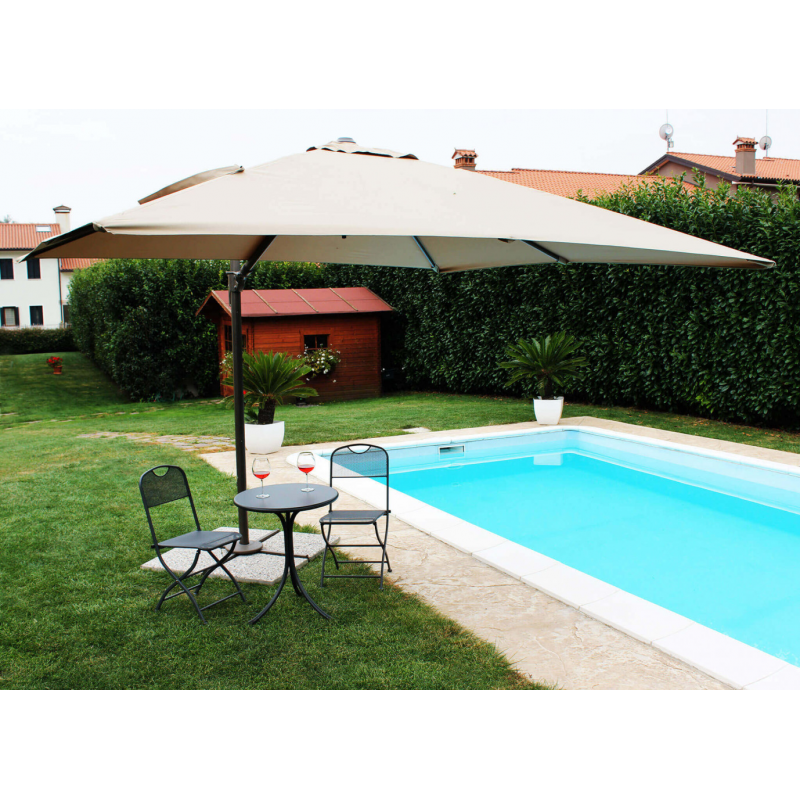 Ombrellone Mercurio 3x3 palo nero telo beige laterale resistente
