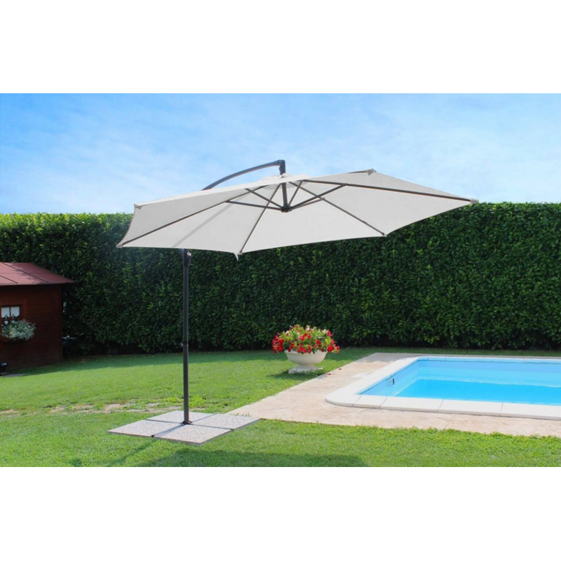 Ombrellone Eris palo nero telo bianco Ø3 m laterale giardino