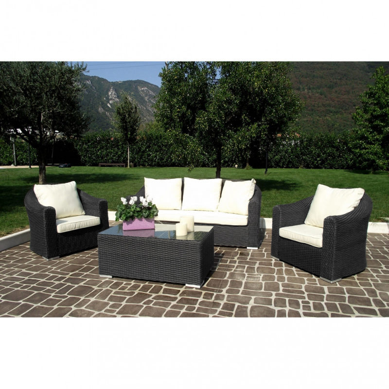 Salotto Montecarlo 3 Posti Alluminio Grigio con Cuscini