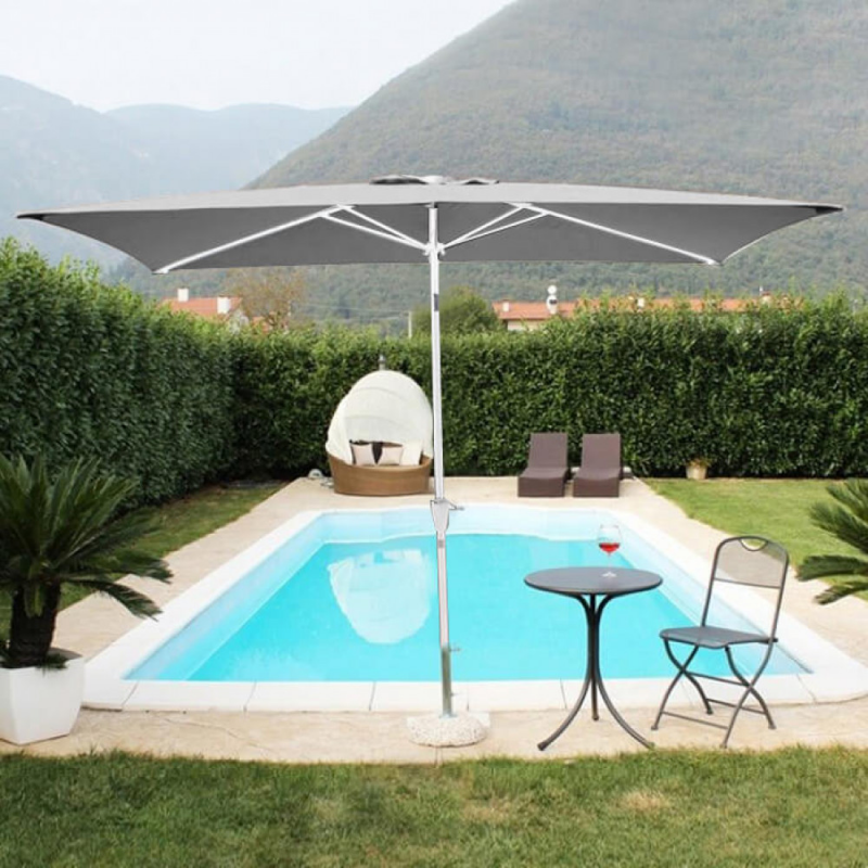 Ombrellone Poly Eco 2x3 telo grigio palo centrale rettangolare