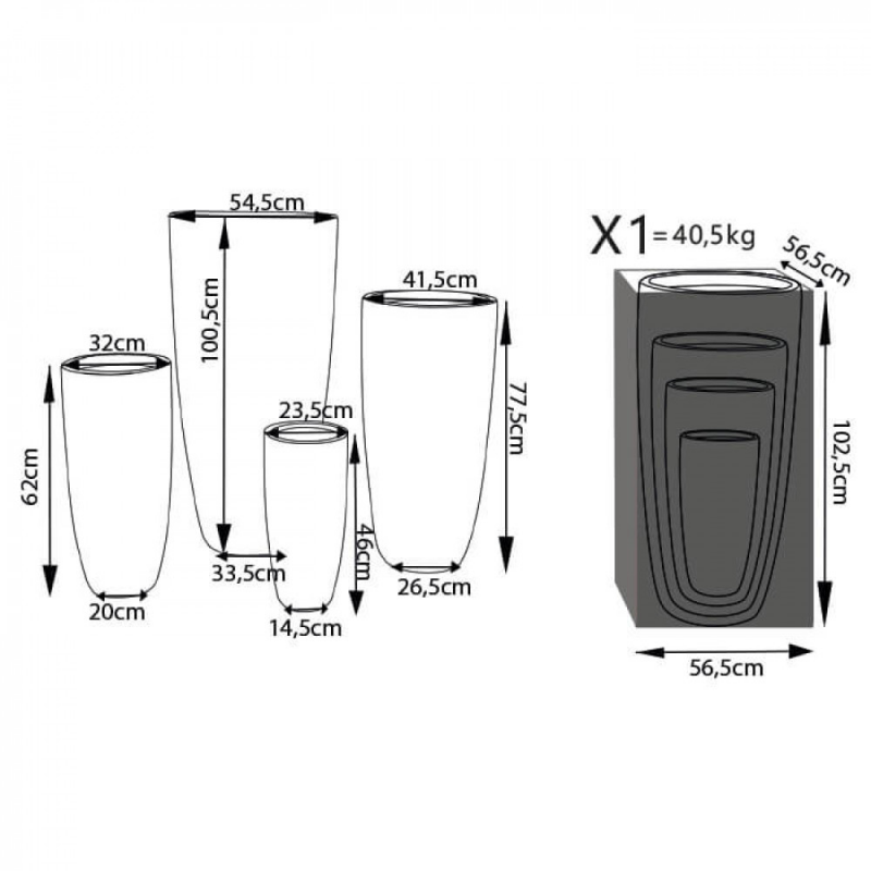 Set Vasi Orchidea in Plastica per Interno ed Esterno