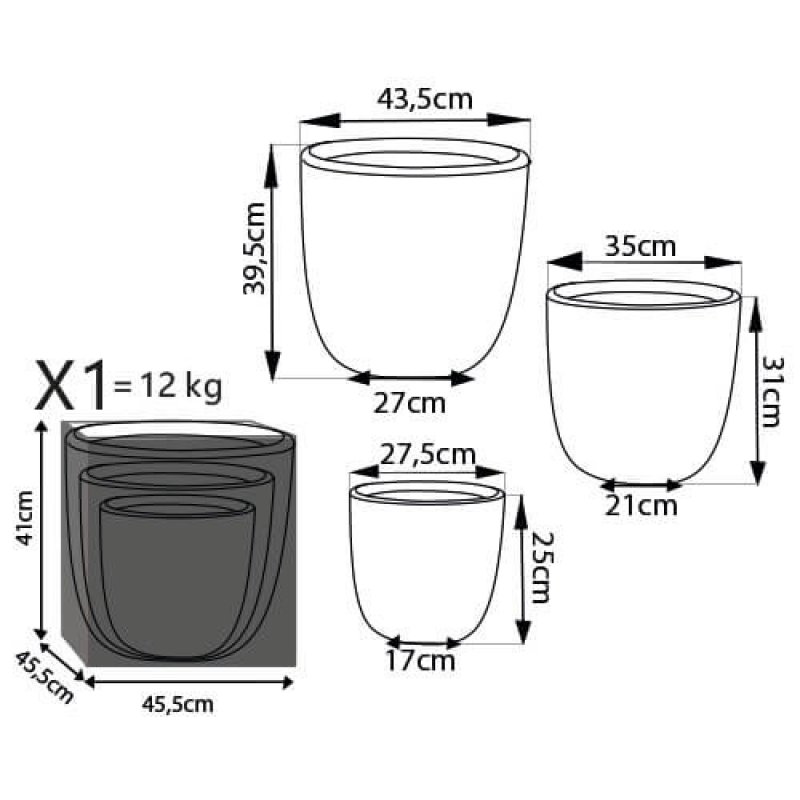 Set Vasi Ciclamino in Plastica per Interno ed Esterno