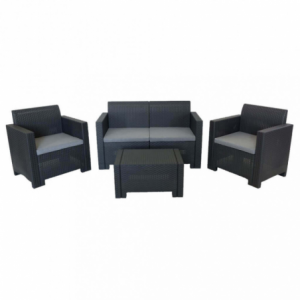 Salotto Nebraska polyrattan 2 posti con cuscini elegante e pratico