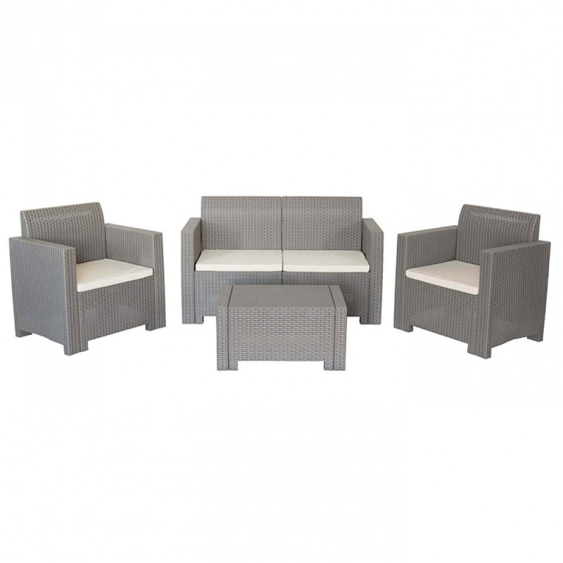 Salotto Nebraska 2 Posti in Polyrattan con Cuscini Giardino