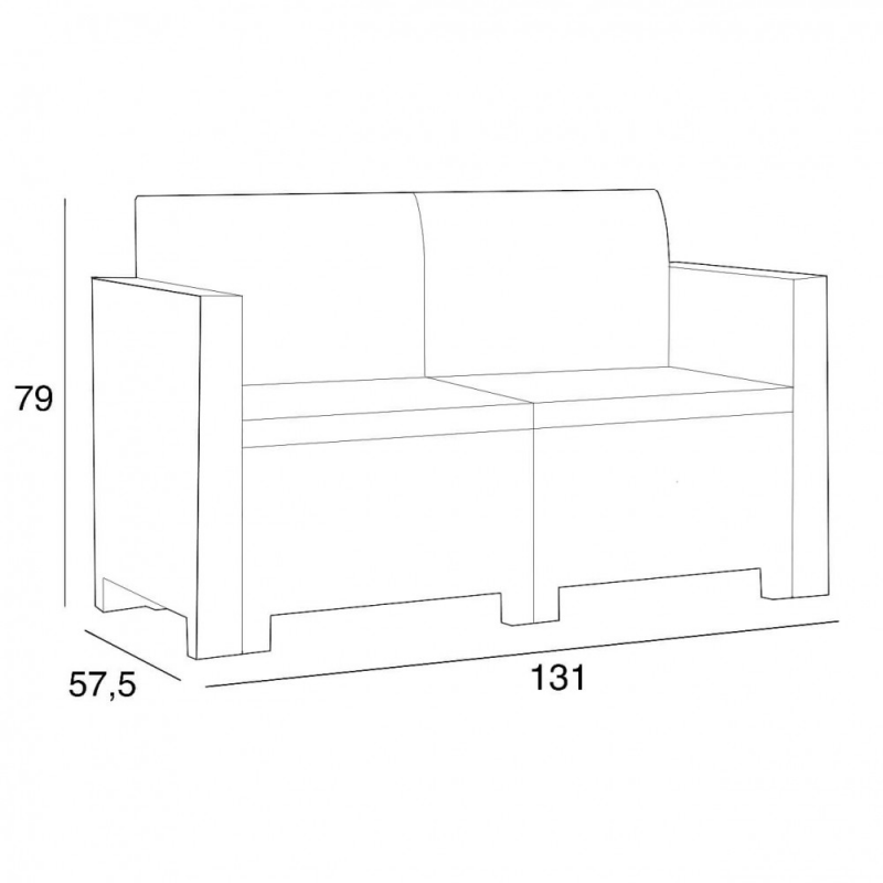 Salotto Nebraska 2 Posti in Polyrattan con Cuscini Giardino