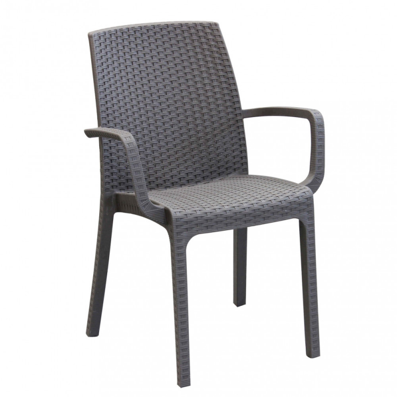 Poltrona Indiana Taupe in Wicker per Giardino e Casa