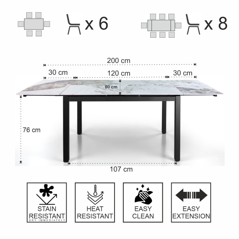 Tavolo Allungabile Darwin Onice Marble - Black 131 X 90 X 15 Cm