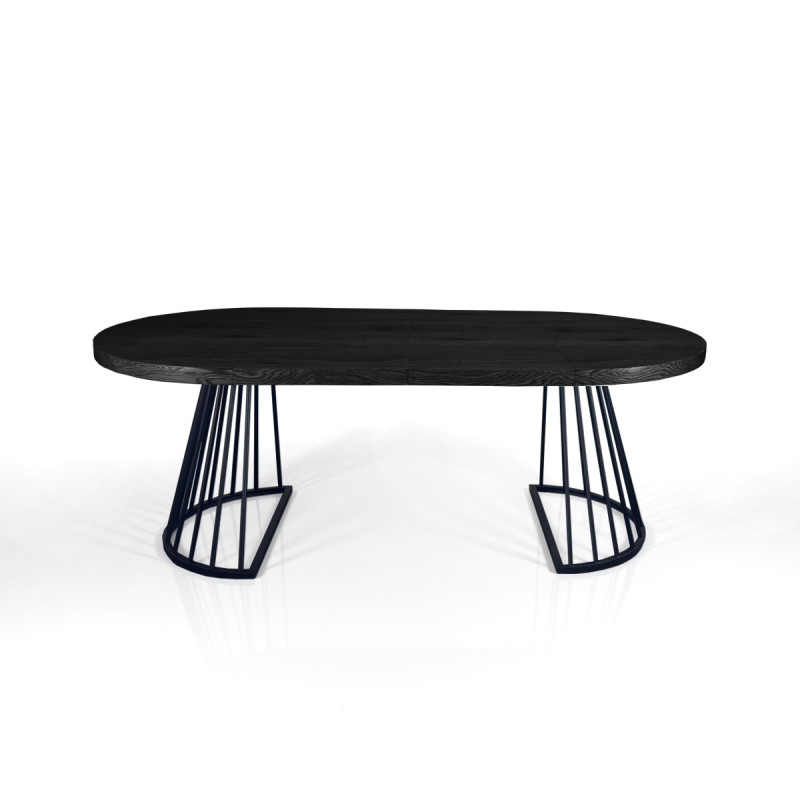 Tavolo Rotondo Allungabile Fear Black Wood  120 X 62 X 28 Cm