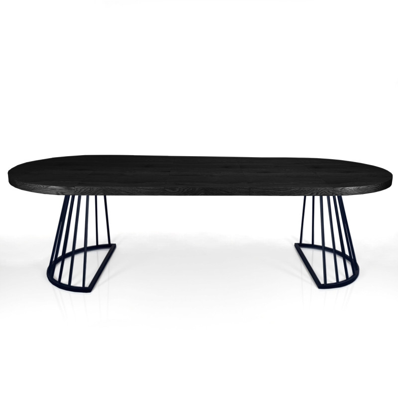 Tavolo Rotondo Allungabile Fear Black Wood  120 X 62 X 28 Cm