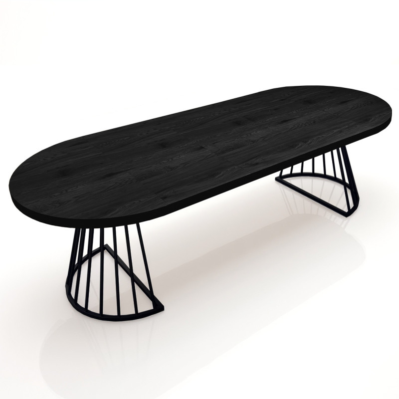 Tavolo Rotondo Allungabile Fear Black Wood  120 X 62 X 28 Cm