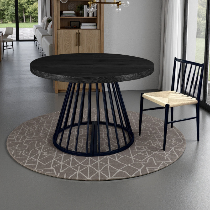 Tavolo Rotondo Allungabile Fear Black Wood  120 X 62 X 28 Cm