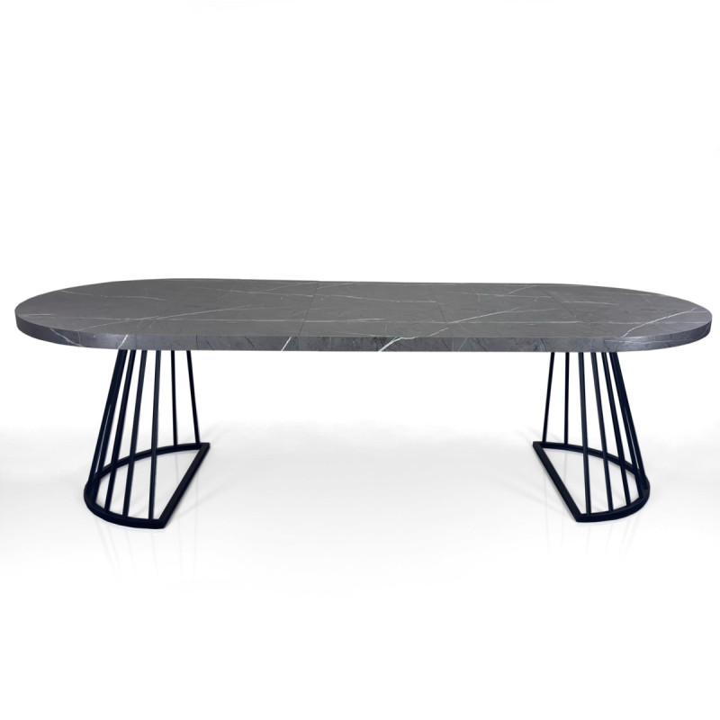 Tavolo Rotondo Allungabile Fear Grey Marble 120 X 62 X 28 Cm