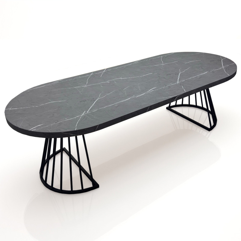 Tavolo Rotondo Allungabile Fear Grey Marble 120 X 62 X 28 Cm