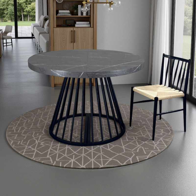 Tavolo Rotondo Allungabile Fear Grey Marble 120 X 62 X 28 Cm