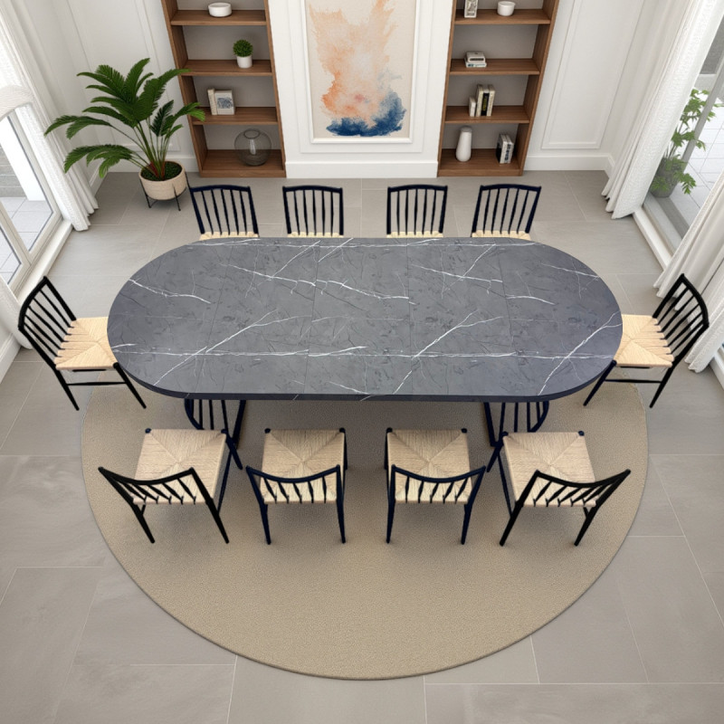 Tavolo Rotondo Allungabile Fear Grey Marble 120 X 62 X 28 Cm