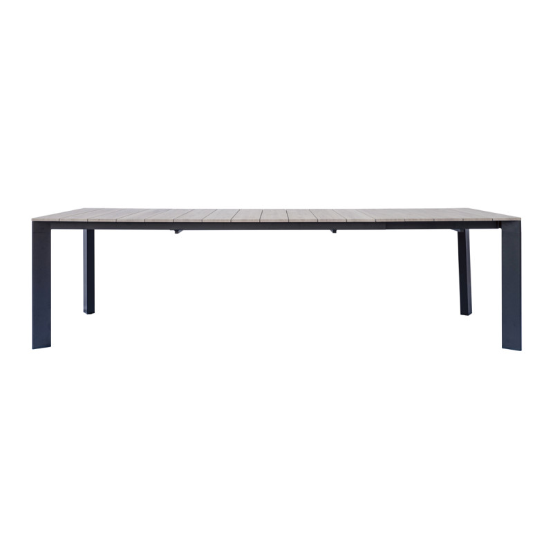 Tavolo Arenzano 211/276 Alluminio Antracite Top Alluminio Effetto Legno Moia