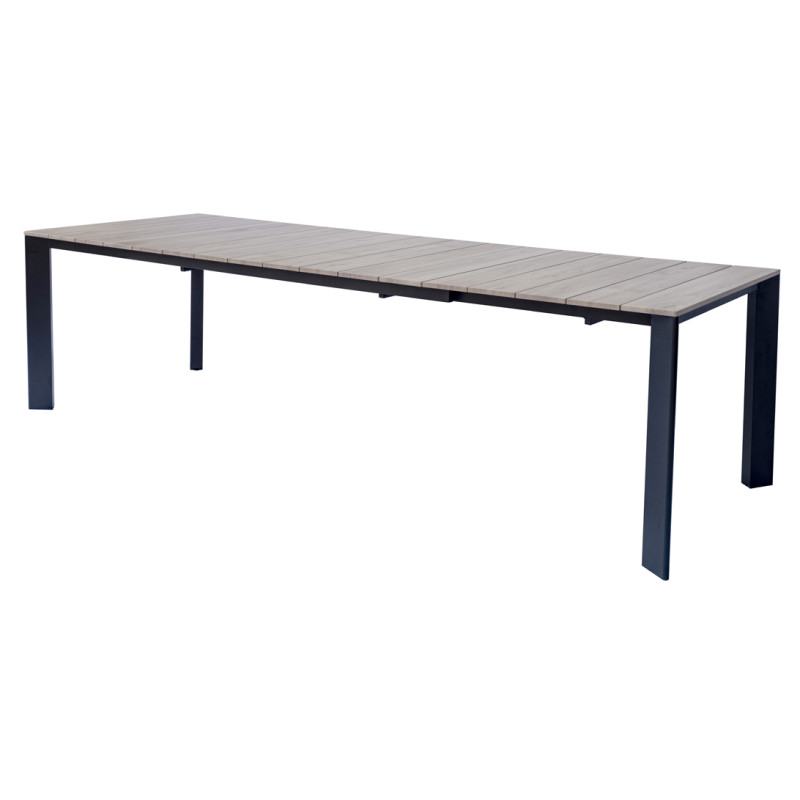 Tavolo Arenzano 211/276 Alluminio Antracite Top Alluminio Effetto Legno Moia