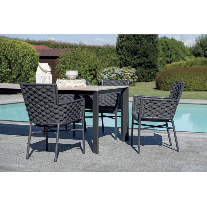 Tavolo Arenzano 211/276 Alluminio Antracite Top Alluminio Effetto Legno Moia