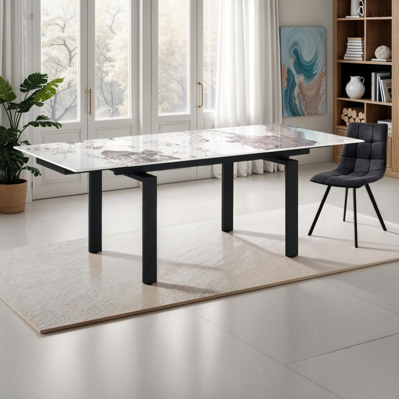 Tavolo Allungabile Devin Onice Marble - Black 153X100X16 Cm