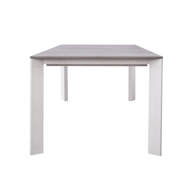 Tavolo Arenzano 211/276 Alluminio Bianco Top Alluminio Effetto Legno Moia