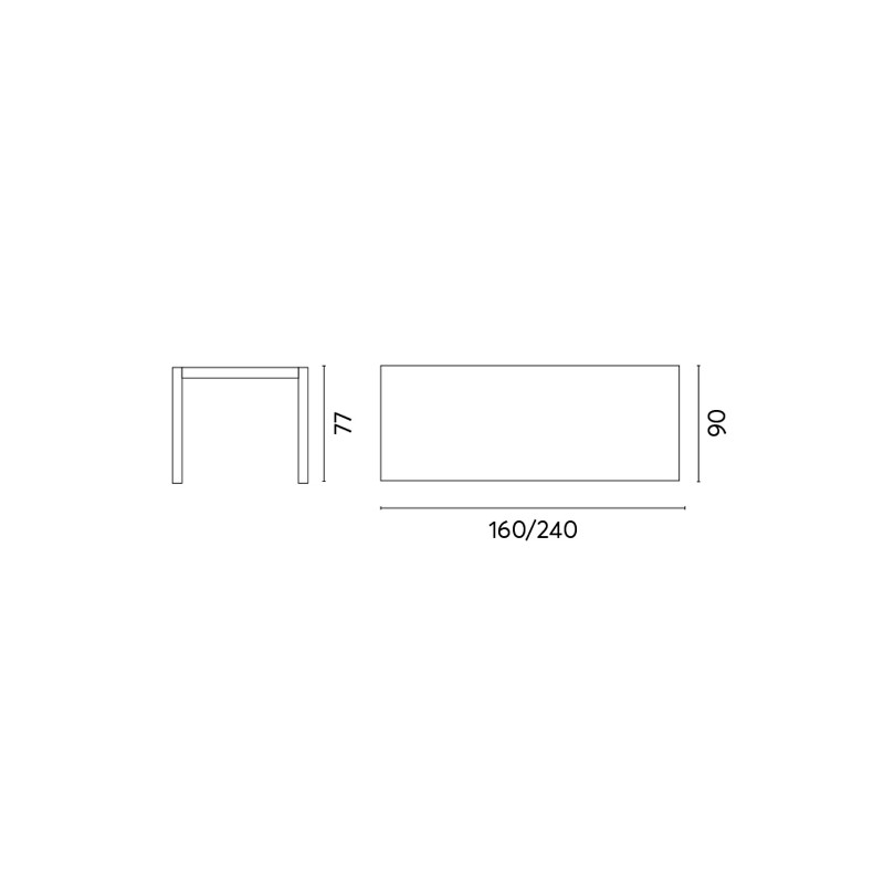 Tavolo Naxos 160/240x90 Creta Gambe Scorrevoli Moia