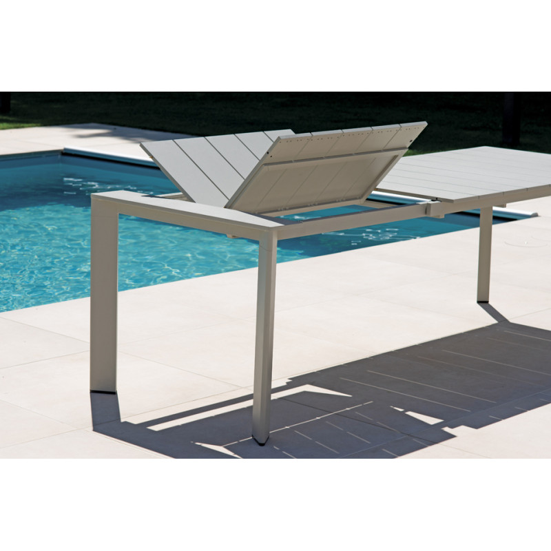Tavolo Nettuno Allungabile 200/300 X 100 Cm Allungo Con Gambe Scorrevoli Creta Moia