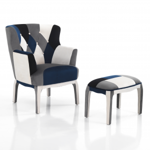 POLTRONA + POUF KALEIDOS-E BLUE TOMASUCCI