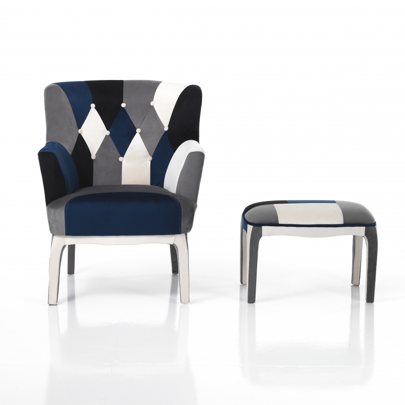POLTRONA + POUF KALEIDOS-E BLUE TOMASUCCI