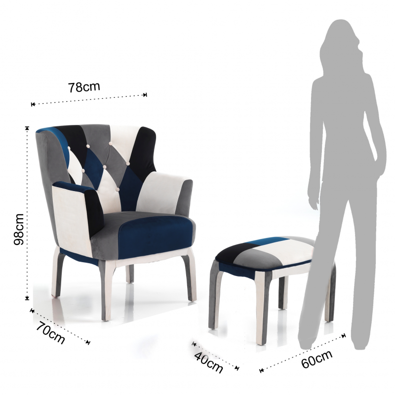 POLTRONA + POUF KALEIDOS-E BLUE TOMASUCCI