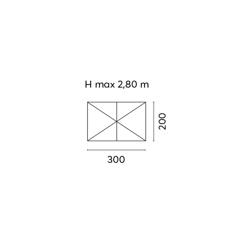 Ombrellone Torino 3x2 fusto legno acrilico Olefin Moia