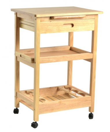 Carrello da cucina in legno 2 piani + 1 cassetto