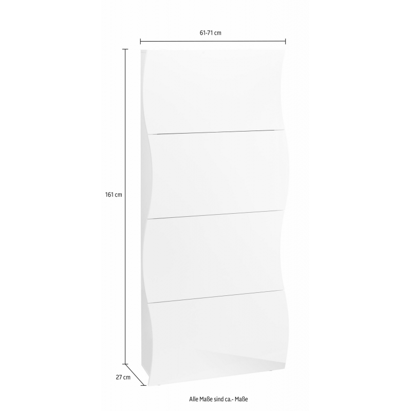 Scarpiera Onda 4 ante a ribalta 71x161,4x26,6 cm Bianco Lucido