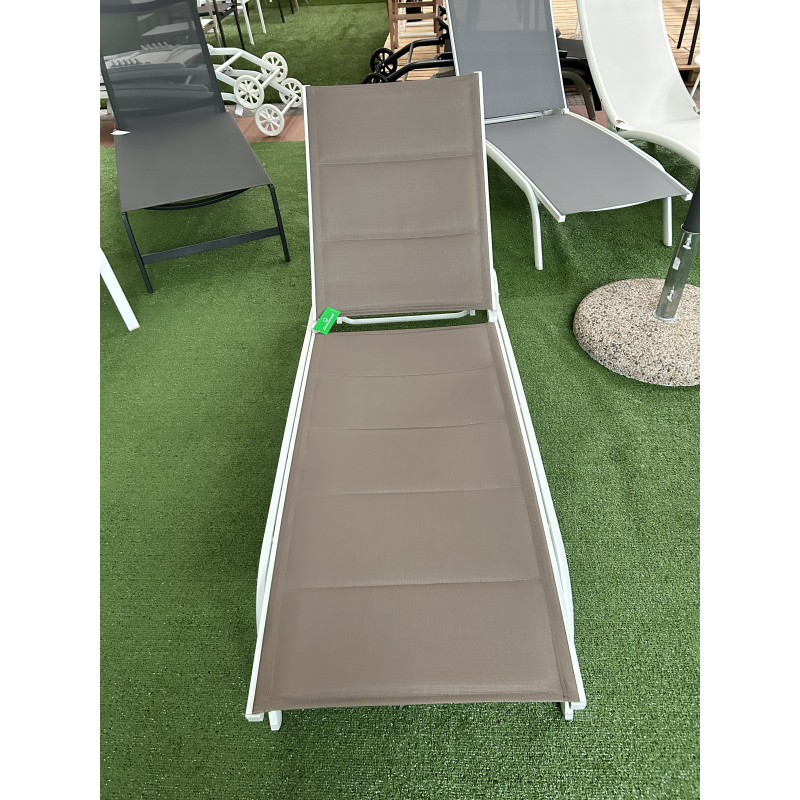 Lettino alluminio Sandy imbottito tortora Moia 5 posizioni