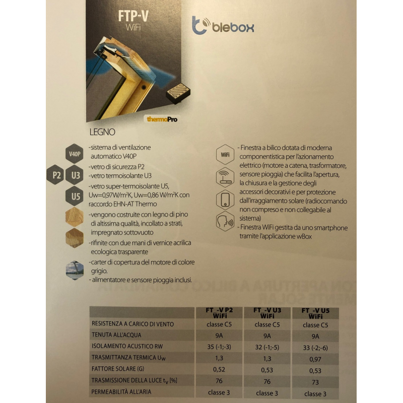 FINESTRA DA TETTO FTP-V WIFI A BILICO CON APERTURA ELETTRICA NATURALE